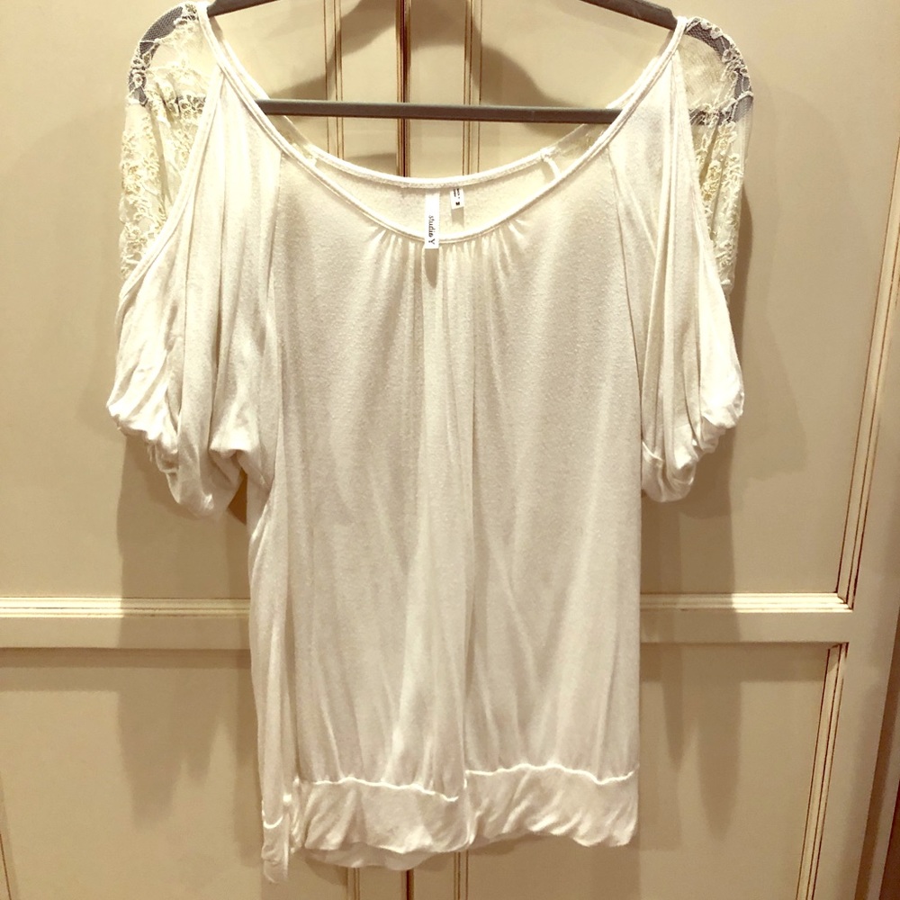 Maurices Studio Y Lace Sleeve Blouse Top